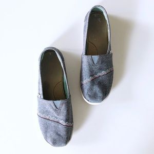 Toms Denim Embroidered Alpargatas Slip-Ons Size 5